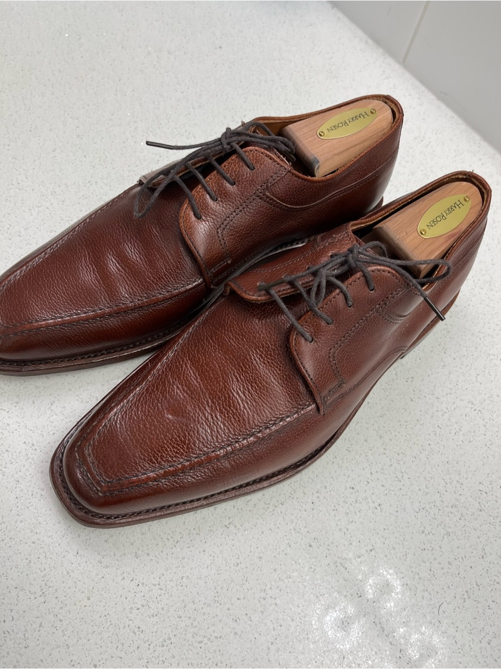 Allen Edmonds "Jackson" Brown Pebbled Leather Derby Shoes VGUC